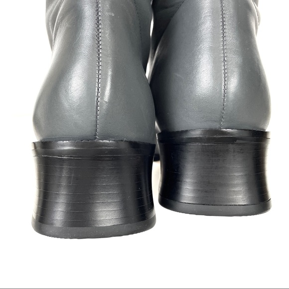 Markon Gray Leather Shelly Mid Calf Boots with Block Heels Size 11 - Picture 7 of 13